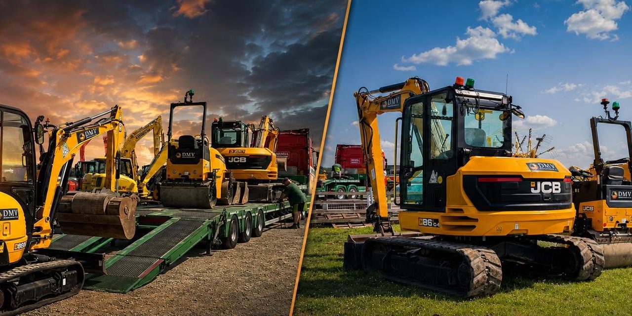 DMV Groundworks fleet of excavators and a low loader